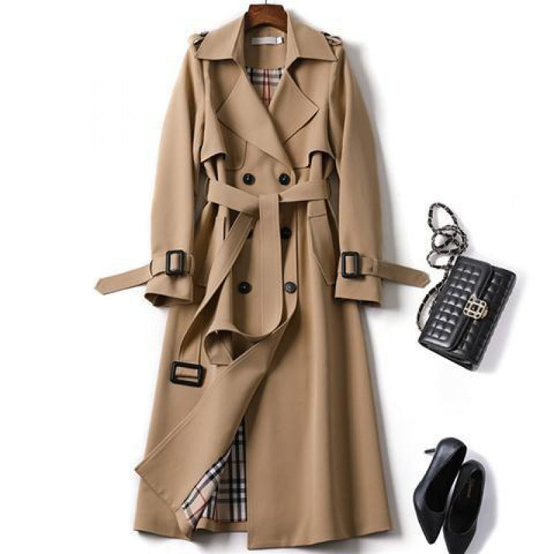 Christai | Damen Lange Trench Mantel | Knopf Daunen