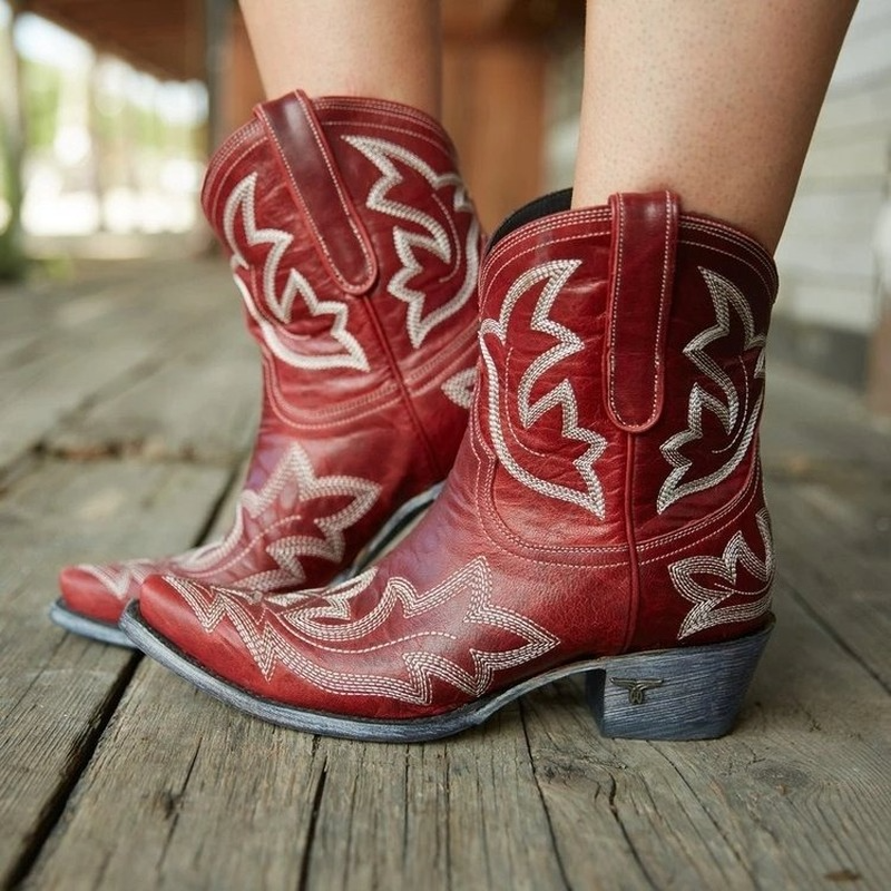 Bestickte Cowboystiefel aus Leder - Laurice