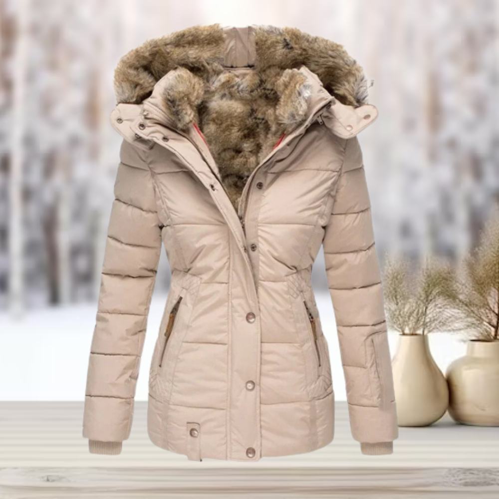 Elegante Pelz-Winterjacke mit Kapuze