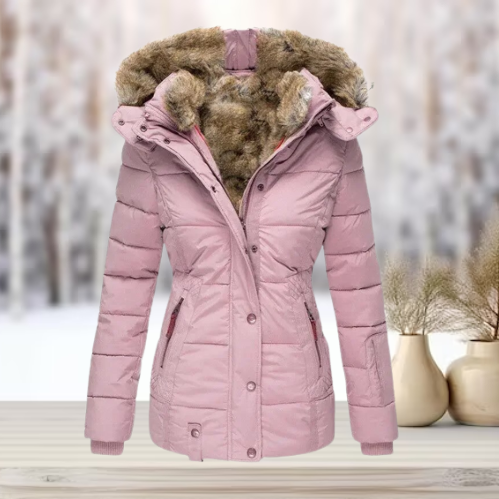 Elegante Pelz-Winterjacke mit Kapuze