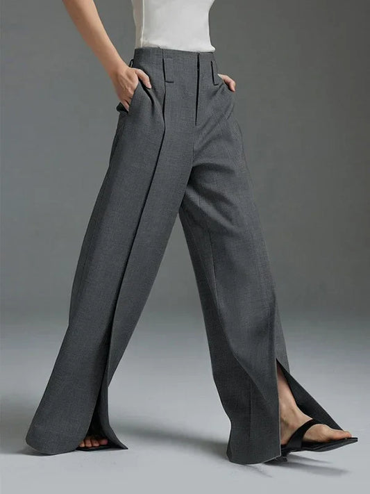 Cedricay | Split-Front Damen-Hose | Grau