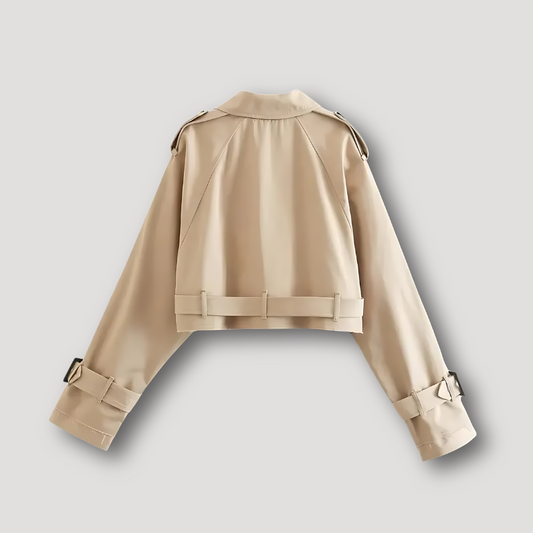 Baldwin | Khaki Zweireiher Taillengürtel Cropped Trench Parka