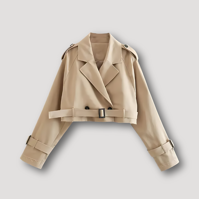 Baldwin | Khaki Zweireiher Taillengürtel Cropped Trench Parka