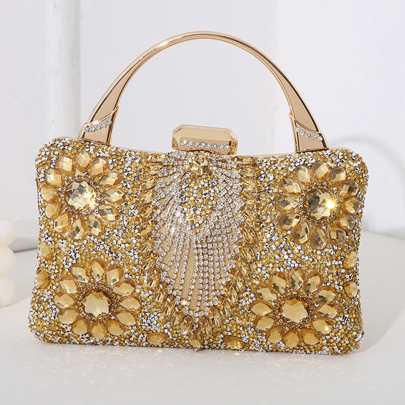 Bellachicha metallische handgefertigte Diamant-inlay-Abendtasche