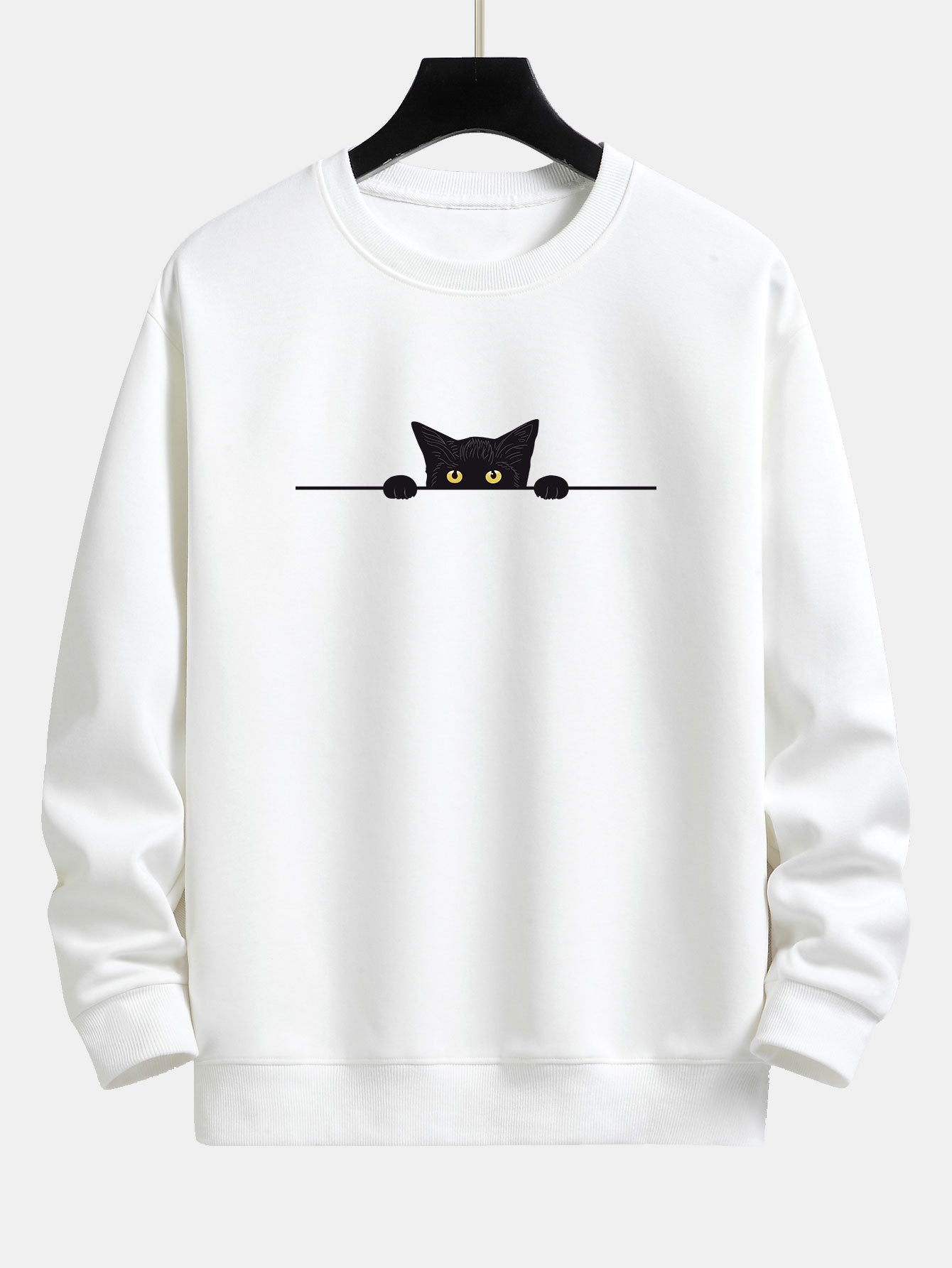 Mimi | Schwarzes Sweatshirt mit Katzendruck in lockerer Passform