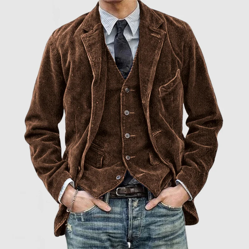 Herren Vintage Kord Revers Jacke