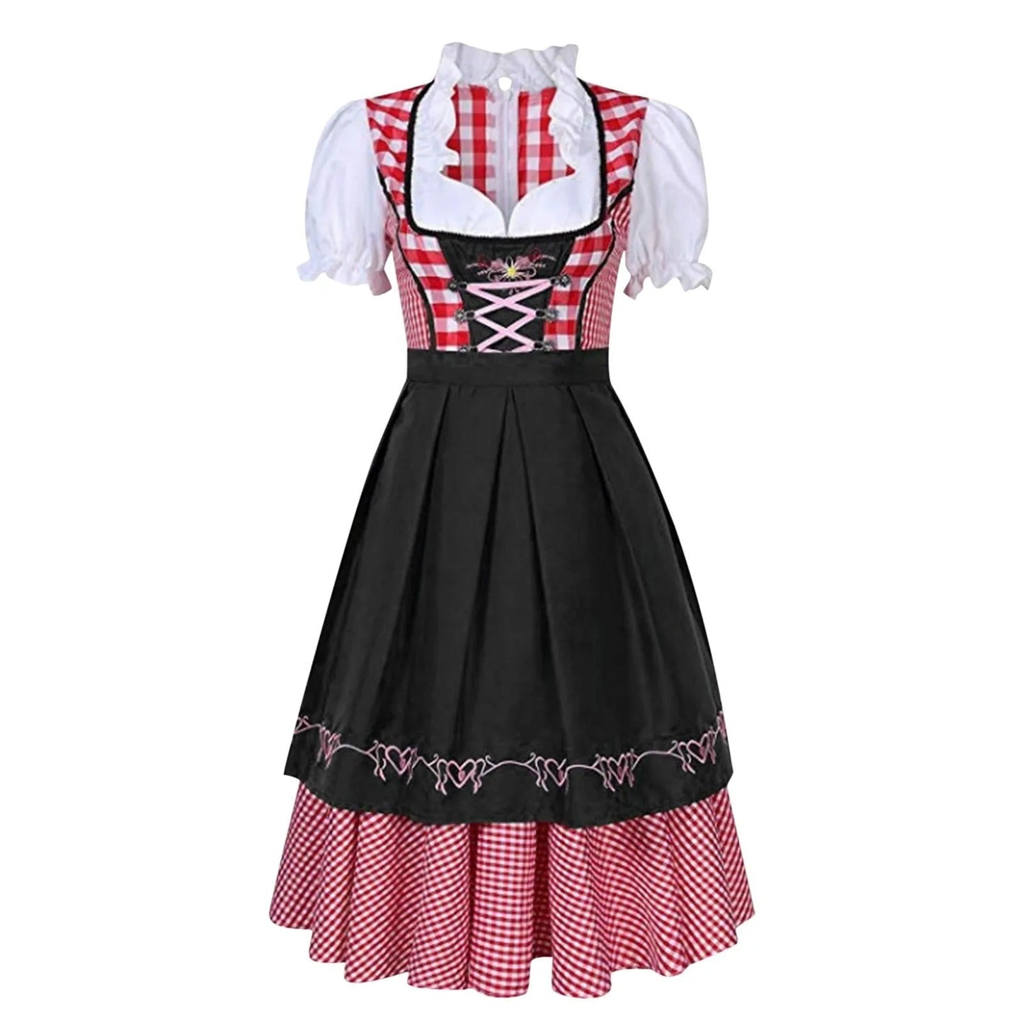 Oktoberfest dirndl mit karomuster und kurzen armeln - arielle